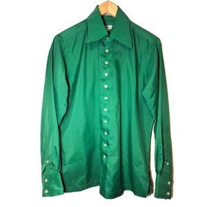 Vintage Green Morrie Geyer Palm Springs Dress Shirt Size Medium